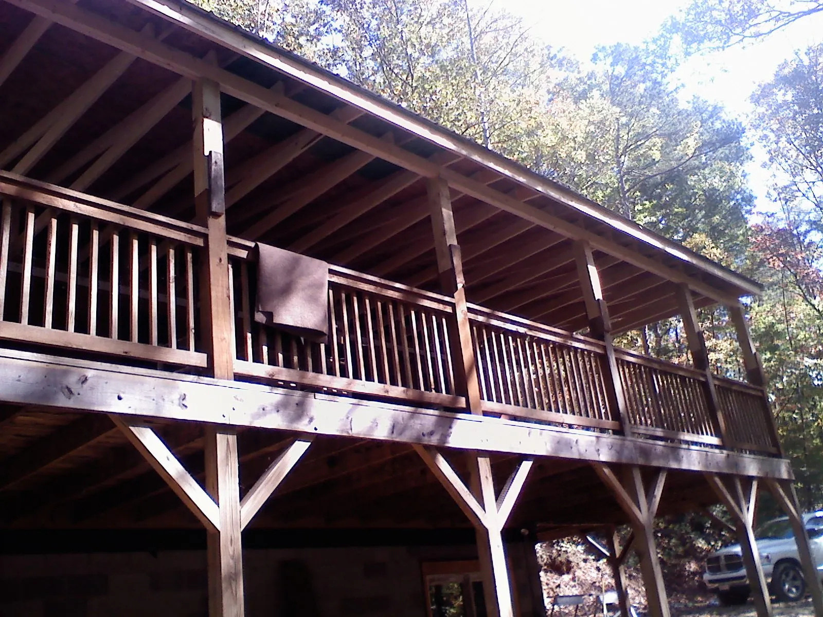 Timber framing under a new elevated porch and deck — Roof Leak Repair in Saint Charles by Roofing Brothers